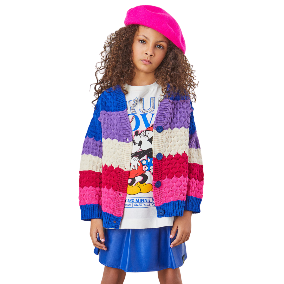 Cardigan Infantil de Tricot Colorido Animê