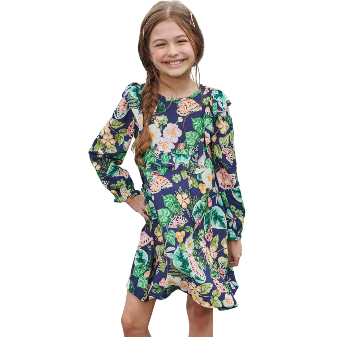 Vestido Infantil Flora em Viscose Manga Longa Infanti