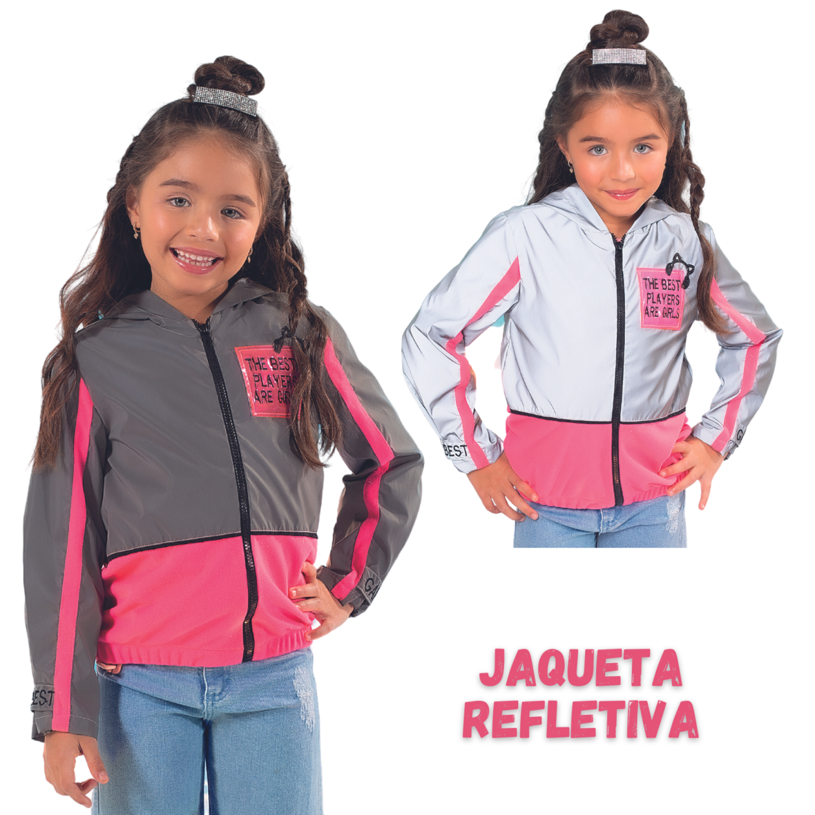 Jaqueta Infantil Corta Vento Reflexiva Gabriela Aquarela