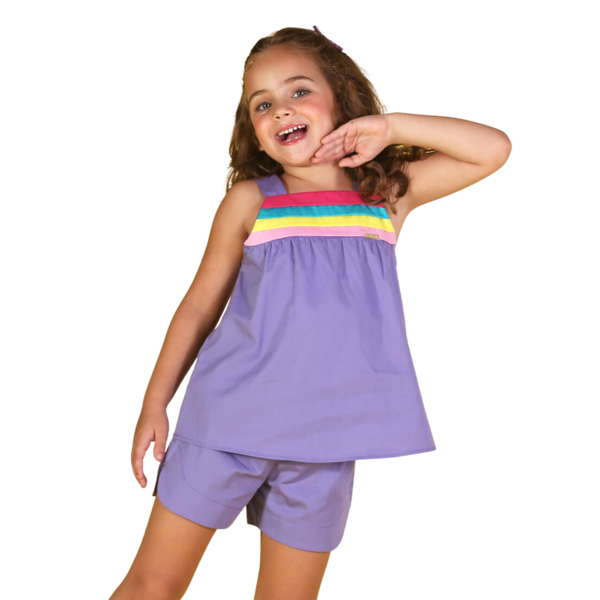 Conjunto Infantil Pregas Lilás Precoce