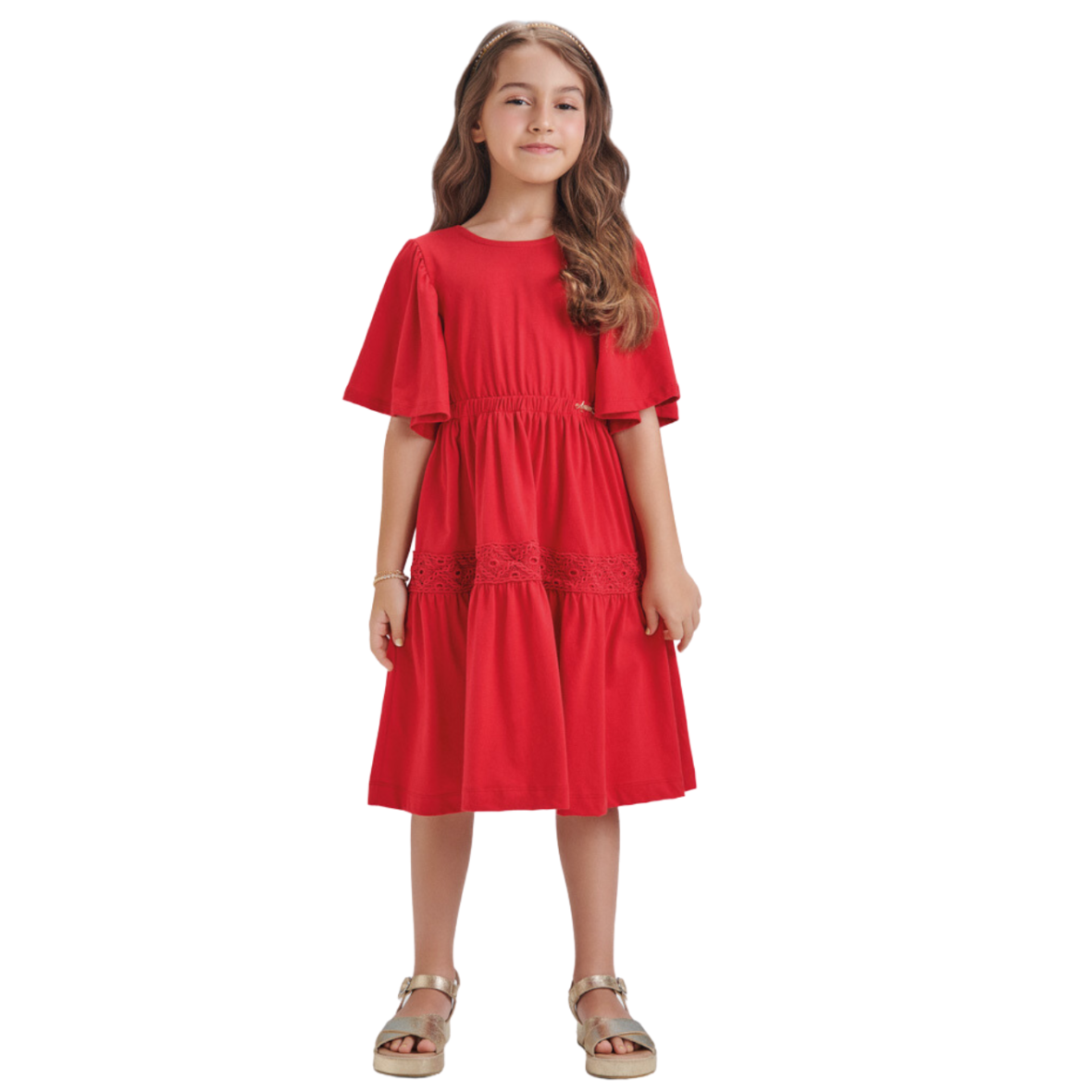 Vestido Infantil Vermelho com Renda Animê