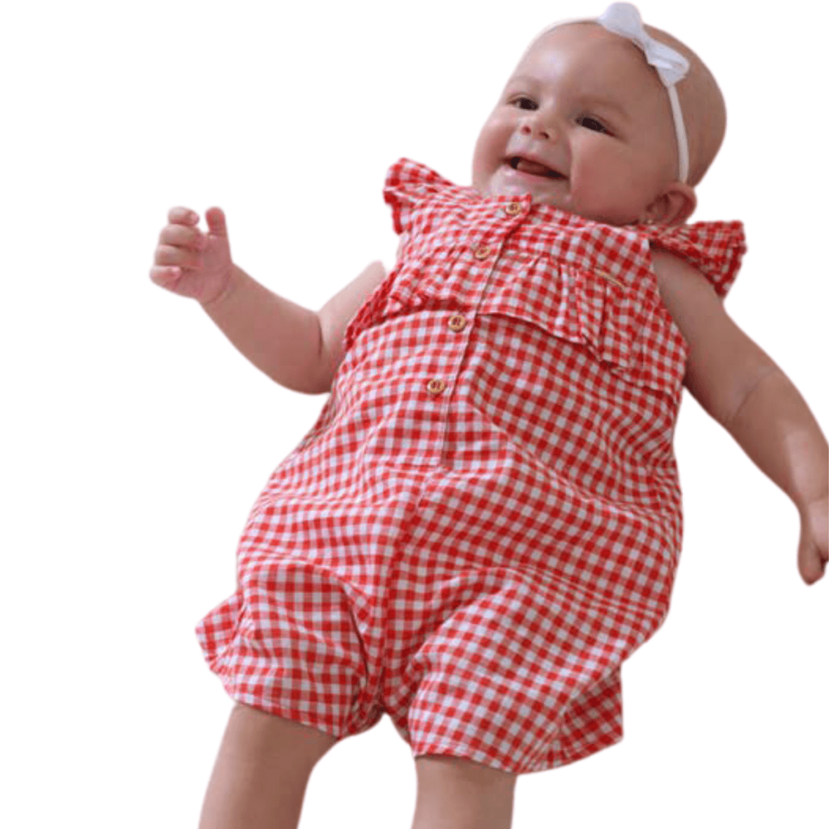 Banho de Sol Bebê Menina Xadrez Vermelho Nini & Bambini