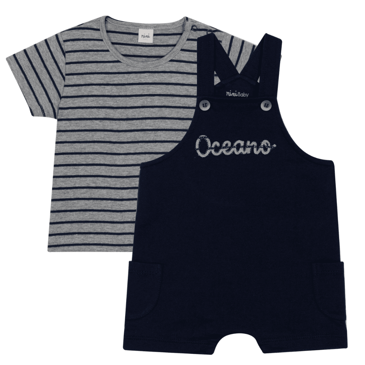 Jardineira Bebê Menino Oceano Nini & Bambini