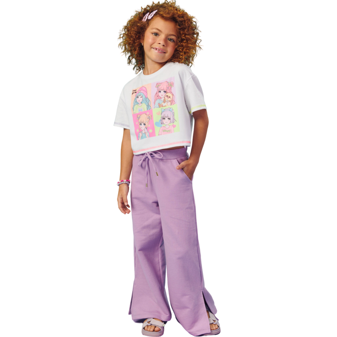 Calça Infantil Wide Leg Lilás Infanti