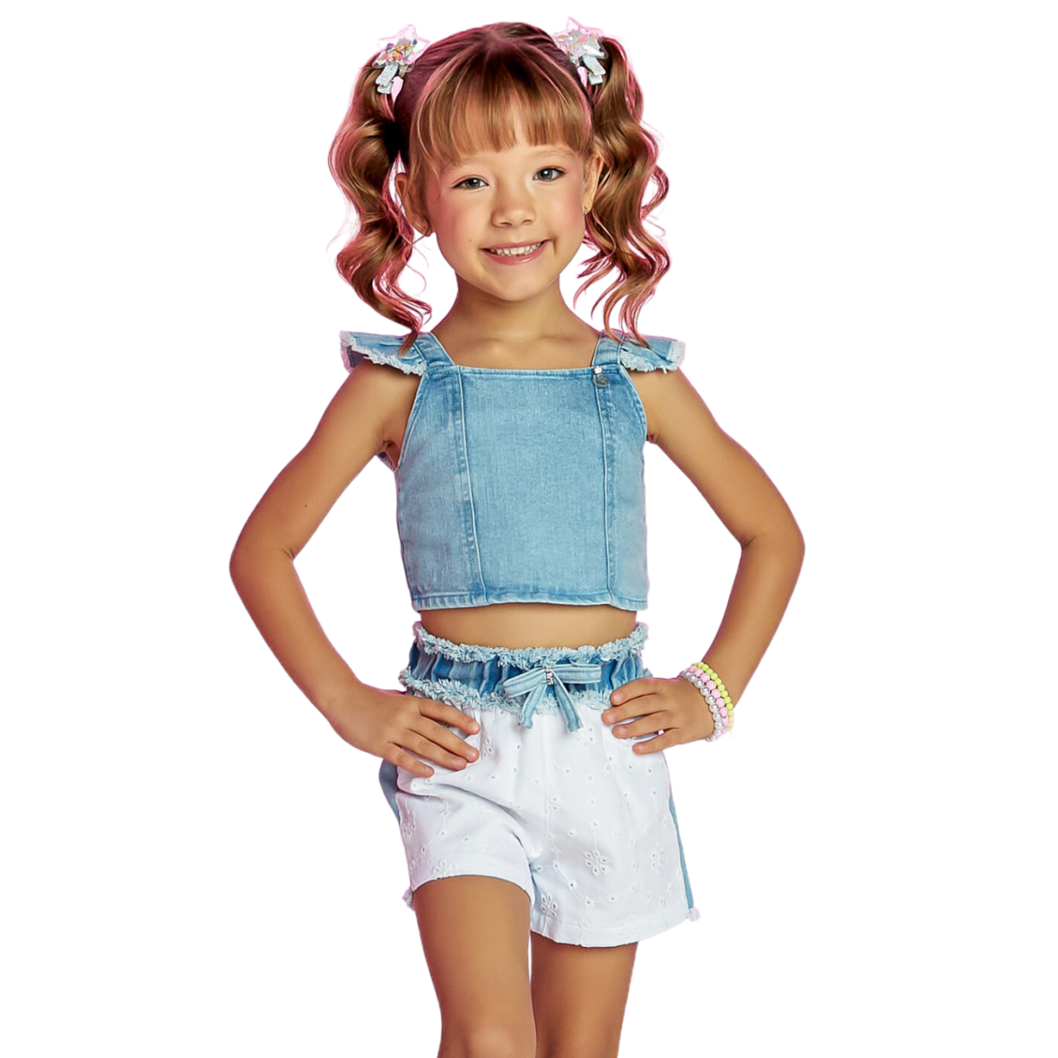 Conjunto Infantil Jeans e Laise Gabriela Aquarela