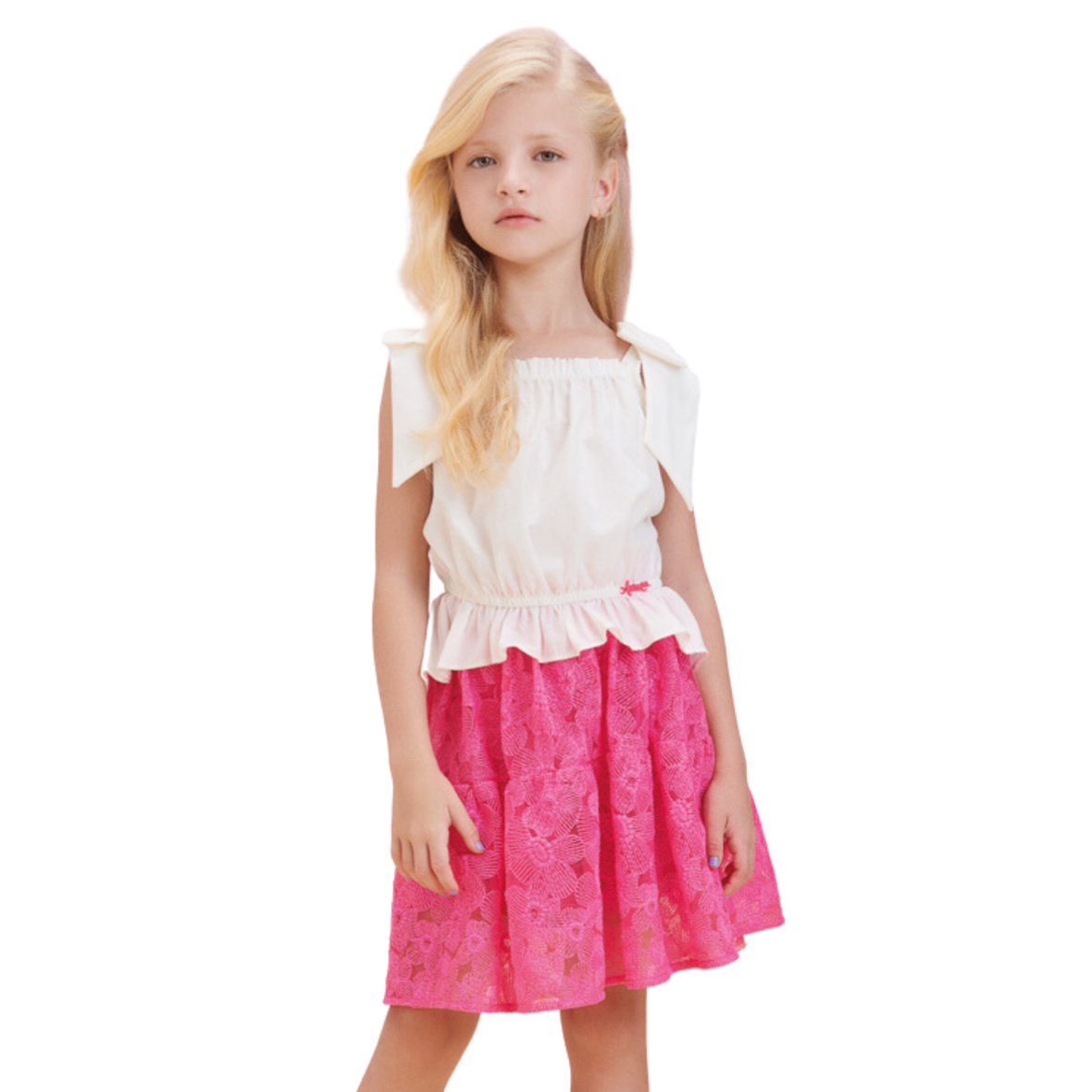 Conjunto Infantil Fashion com Saia Bordada Animê