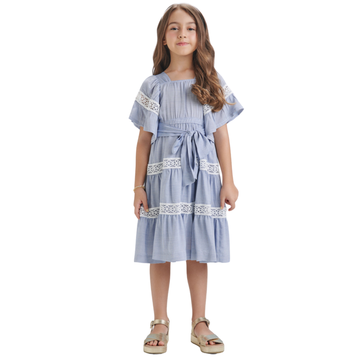 Vestido Infantil Azul com Recortes Animê