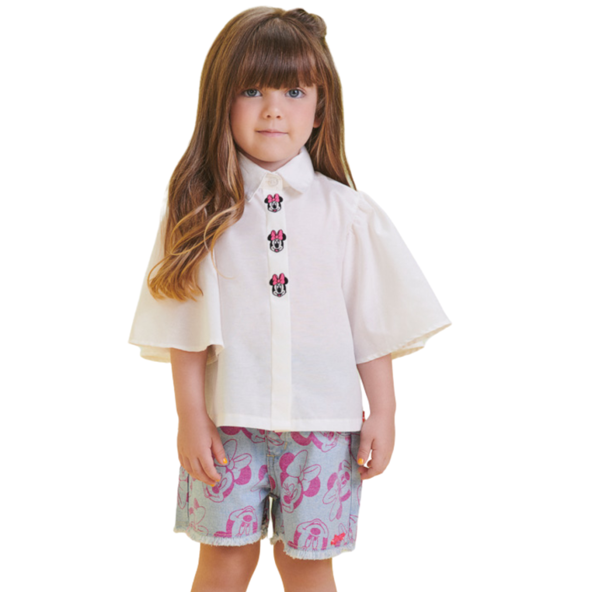 Camisa Infantil Fashion Com Patch Minnie Animê