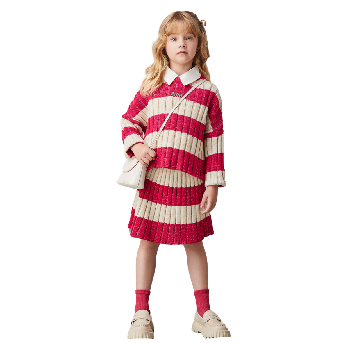 Conjunto Infantil de Tricot Listrado Animê