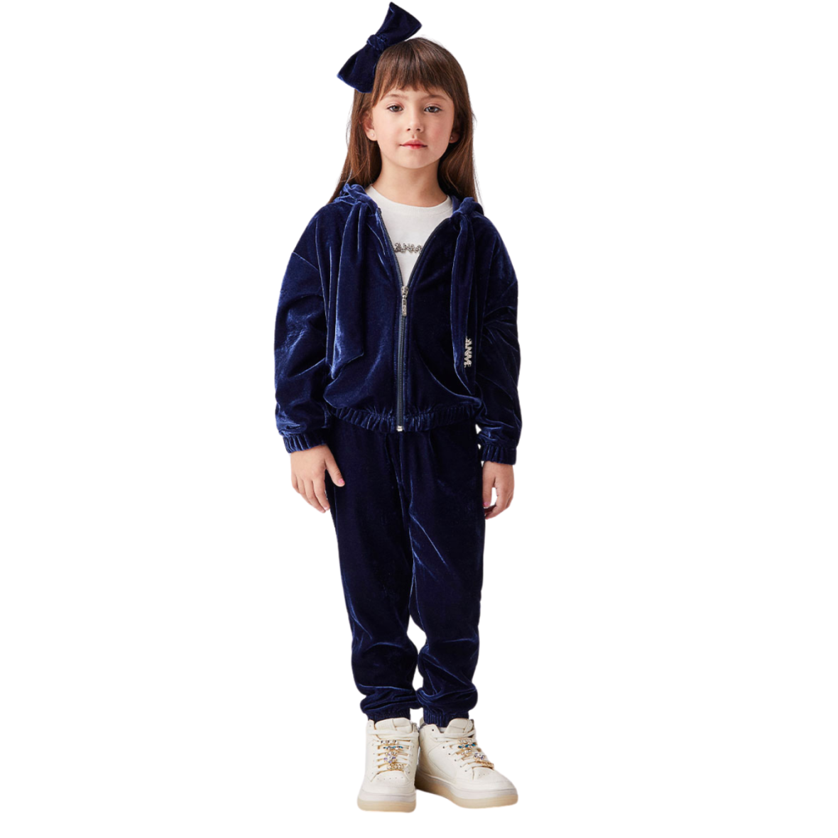 Conjunto Infantil de Veludo Azul Animê