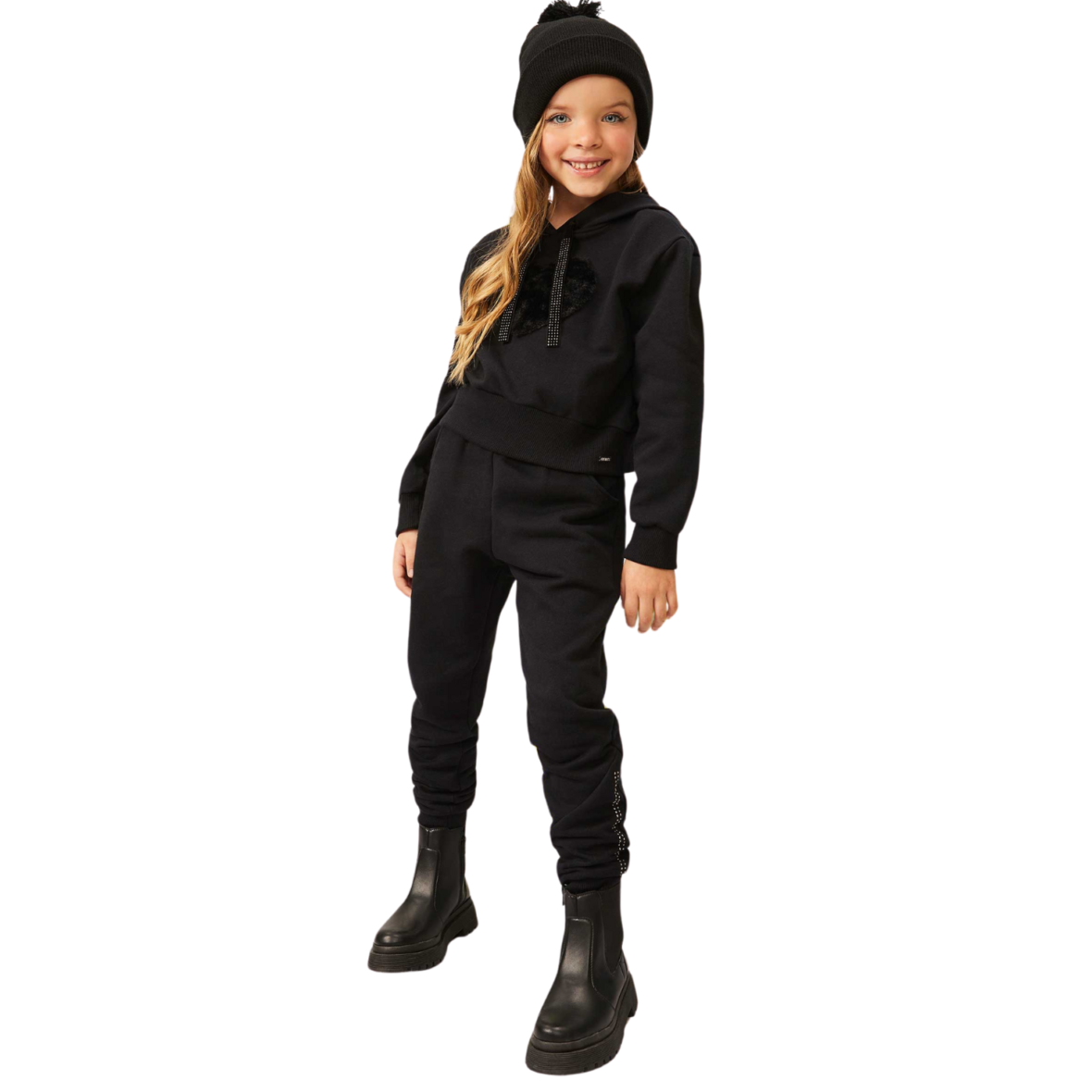 Conjunto Infantil em Moletom Preto Malha Infanti