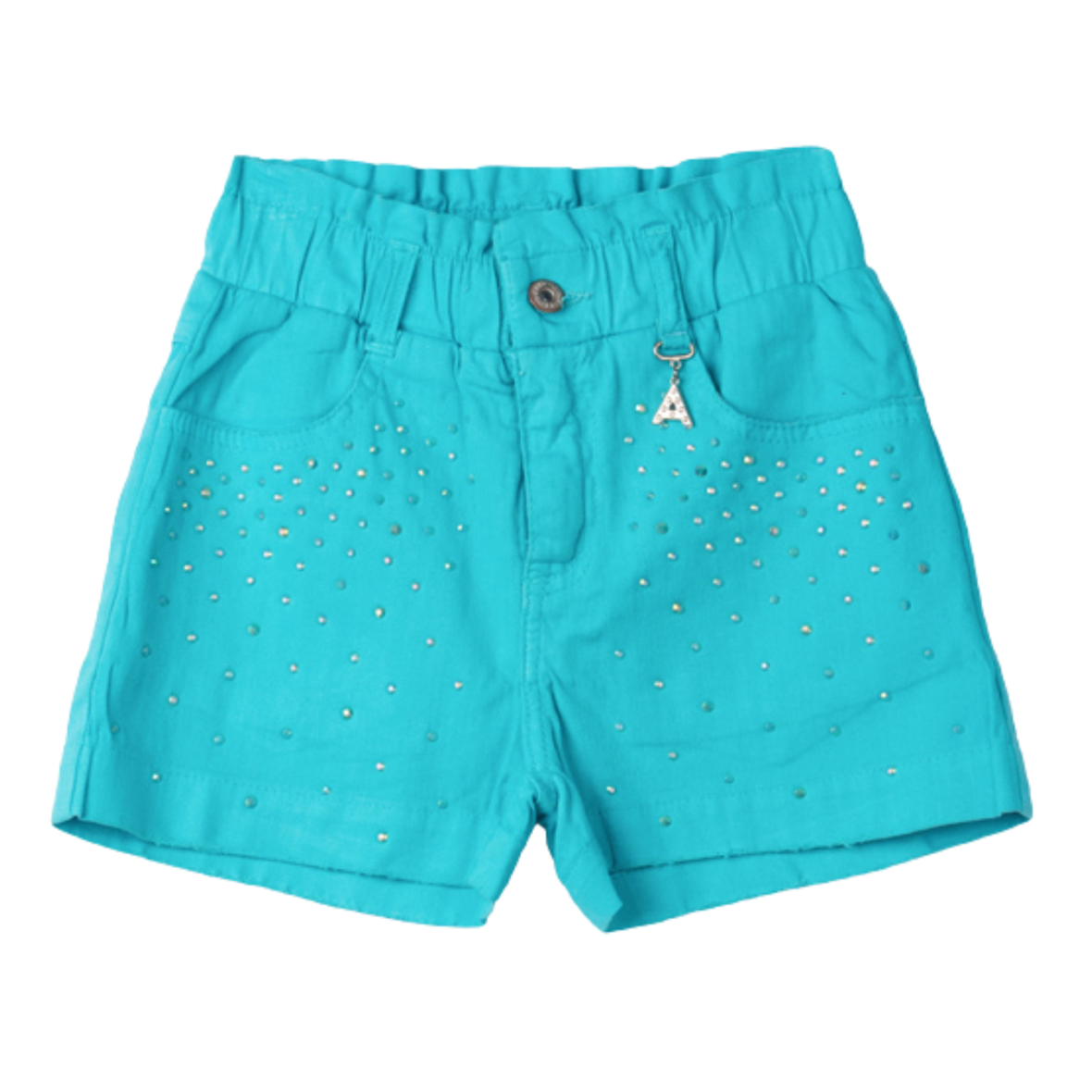 Short de Sarja Infantil Azul com Strass Animê