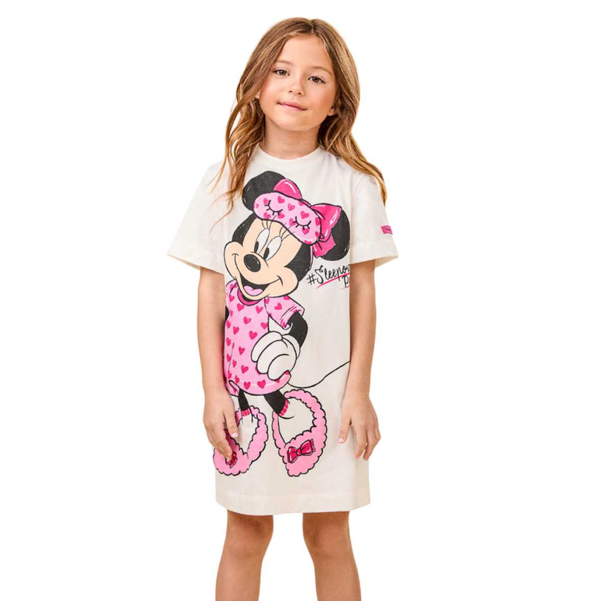 Camisola Infantil Off White com Estampa da Minnie Animê