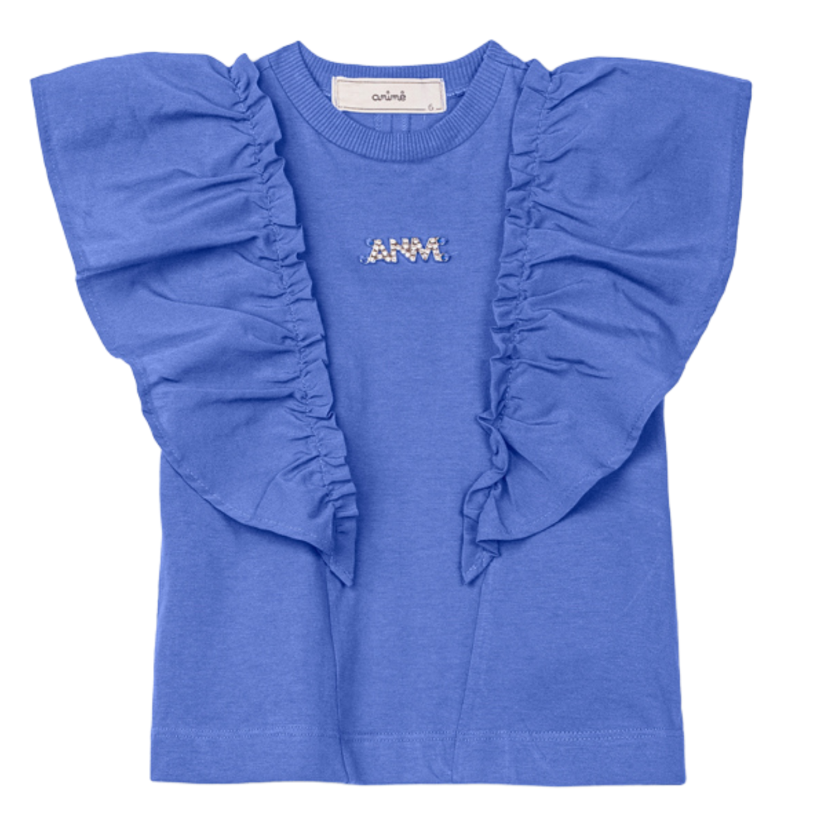 Blusa Infantil Com Babado Azul Animê