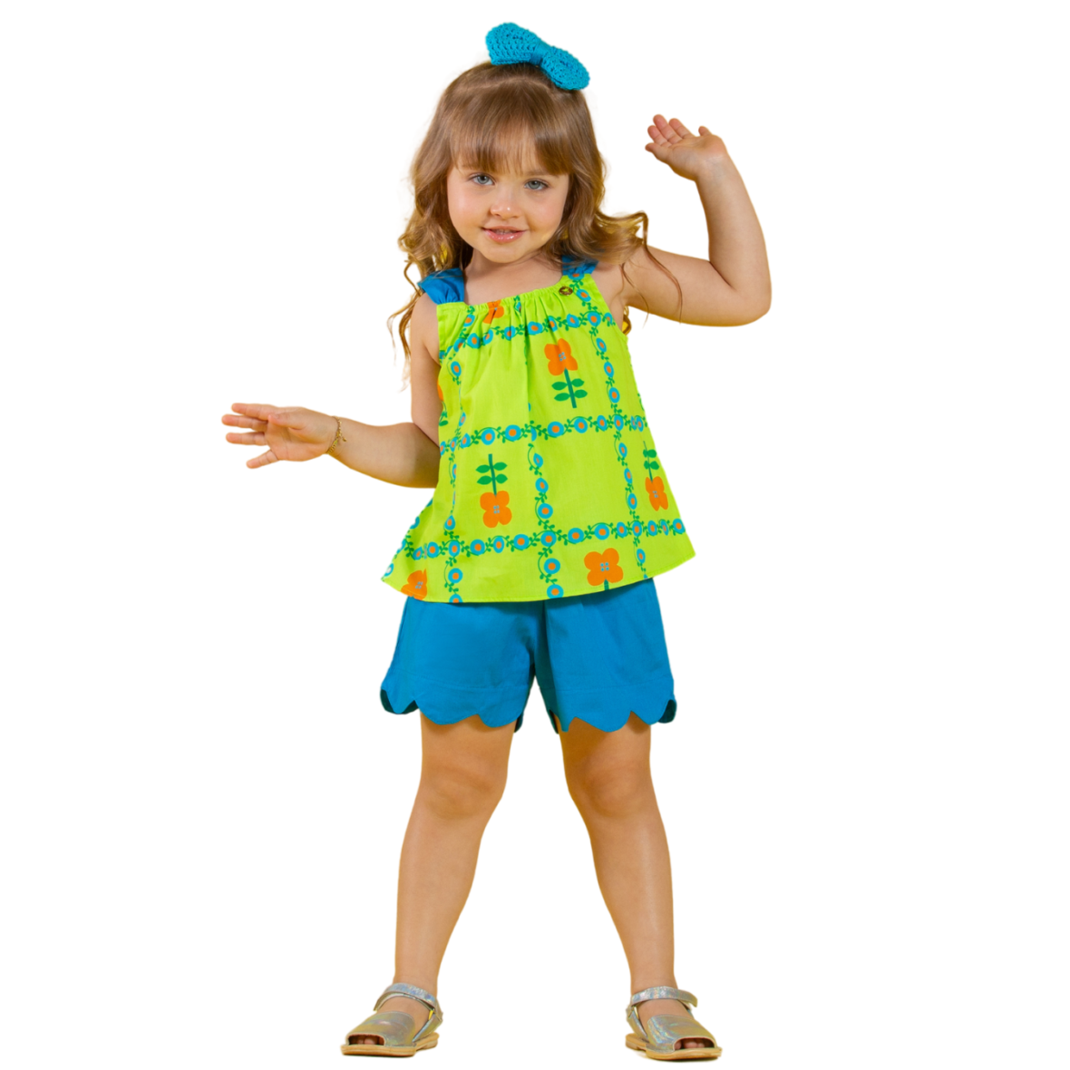 Conjunto Infantil Quadriculado Florido Precoce