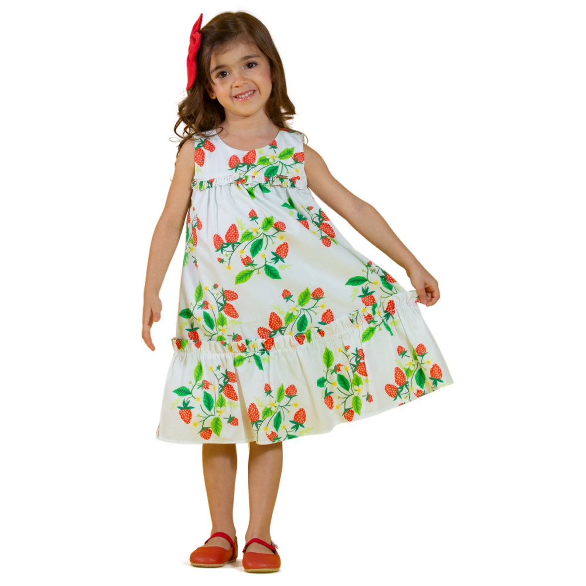 Vestido Infantil Estampa Morango Precoce