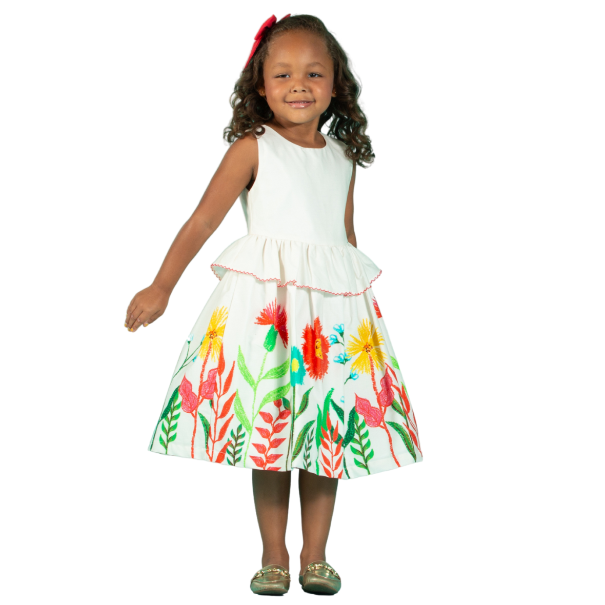 Vestido Infantil Estampa Jardim da Juju Off Precoce