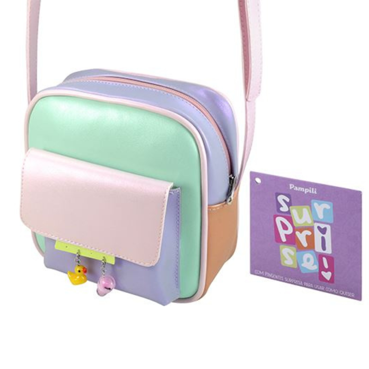 Bolsa Tiracolo Infantil com Bolso Frontal Colorida Pampili