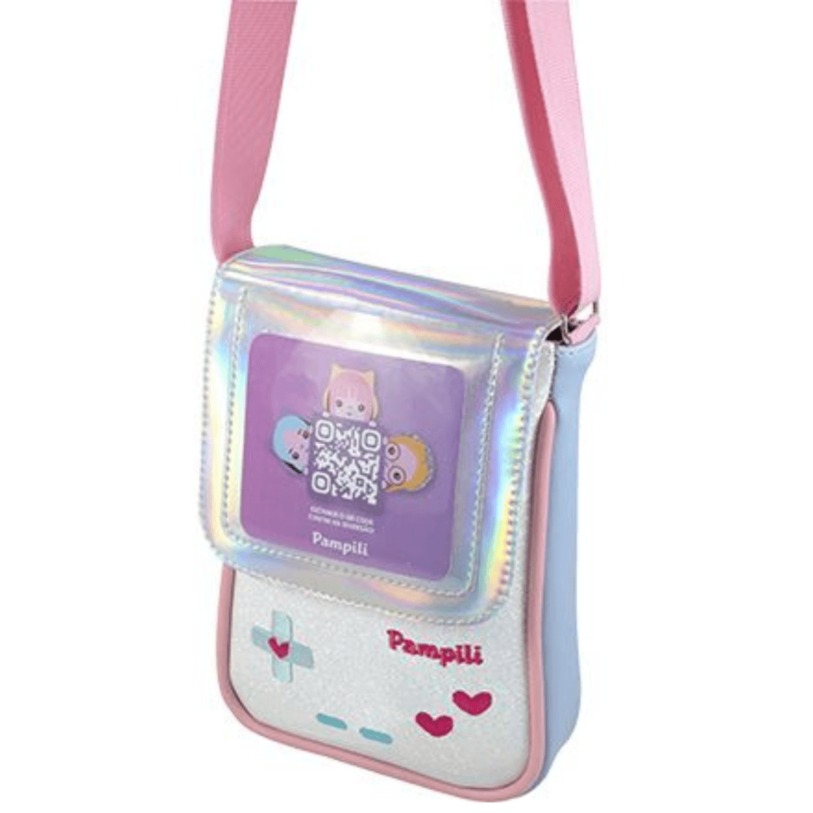 Bolsa Tiracolo Infantil Game Pamps Holográfica Colorida Pampili