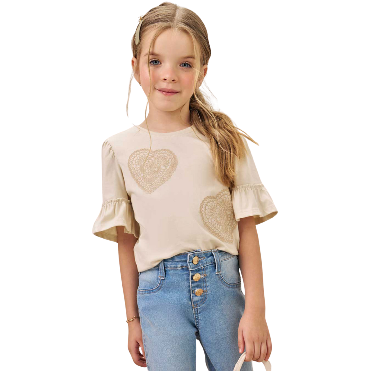 Blusa Infantil em Meia Malha Coração Infanti