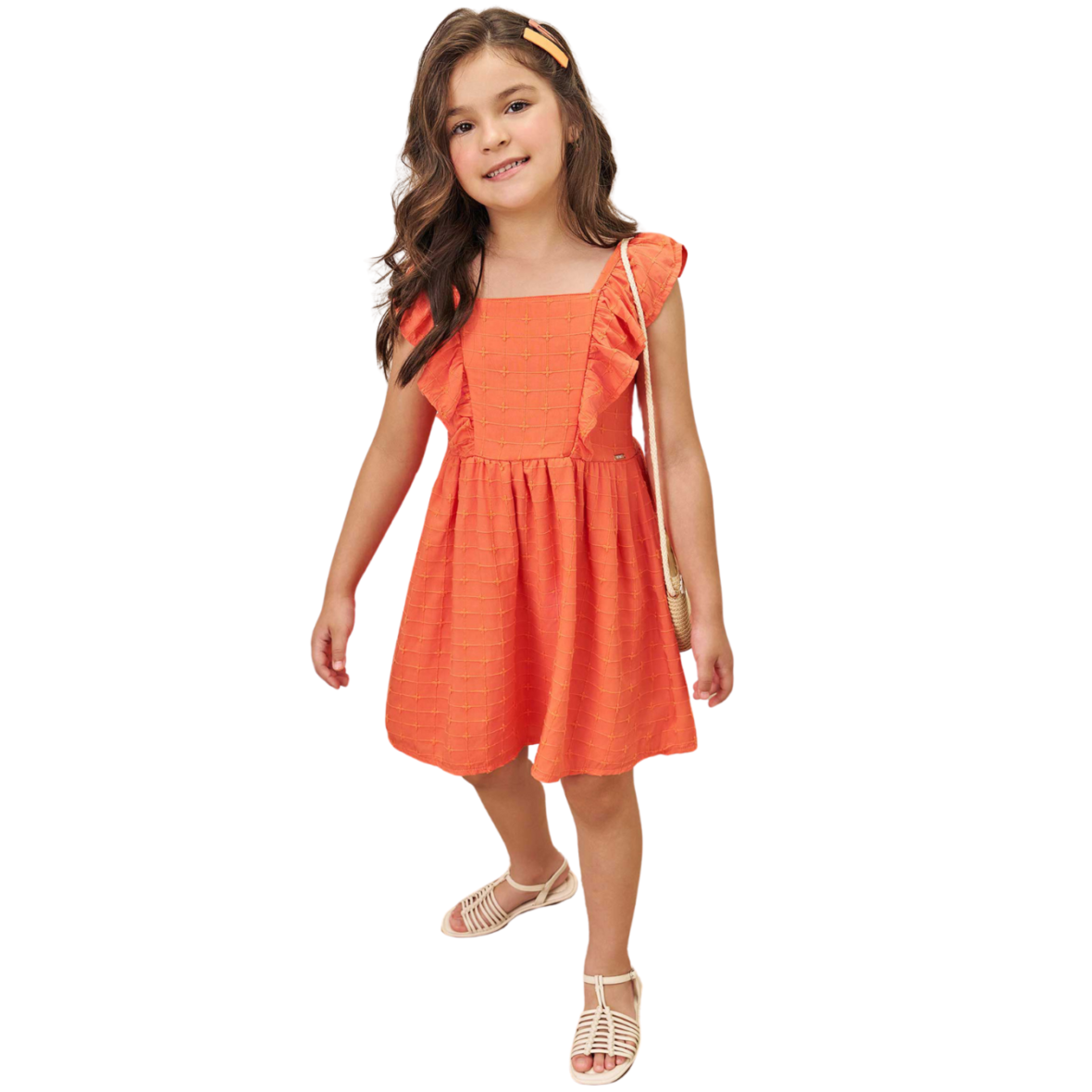 Vestido Infantil em Tricoline Malta Bordado Infanti