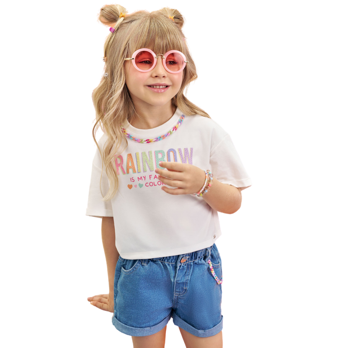 Blusa Infantil em Meia Malha Estampa Rainbow Infanti