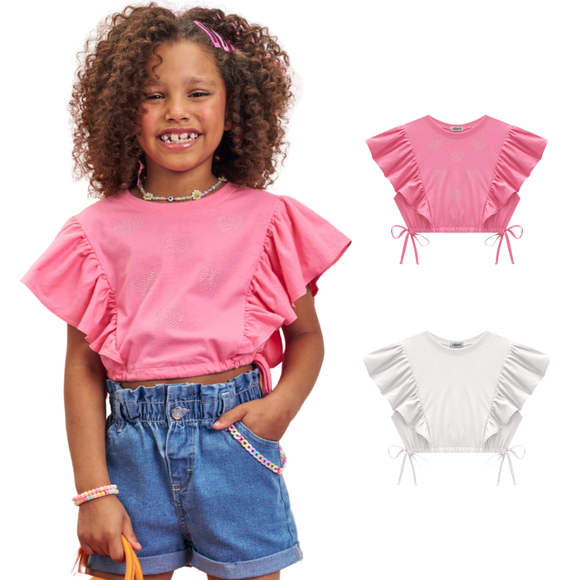 Blusa Infantil Cropped Over em Meia Malha Infanti