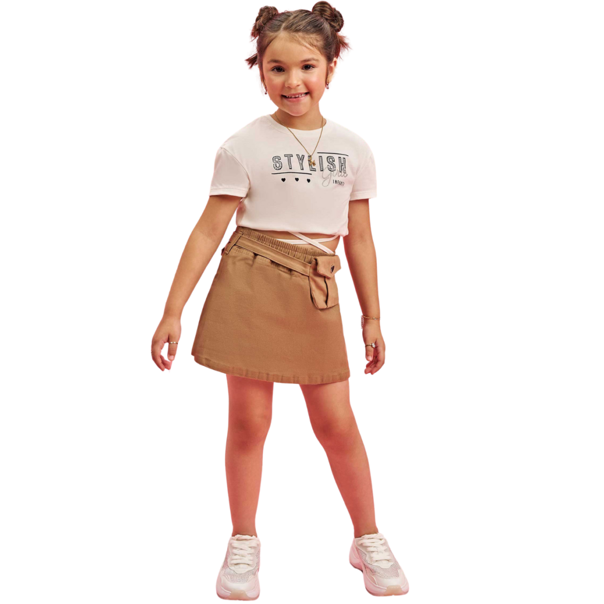 Conjunto Infantil Short- Saia com Pochete e Blusa  Infanti