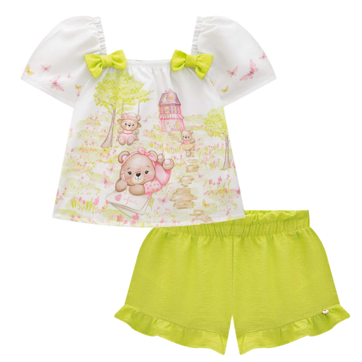 Conjunto Infantil Bata e Short Lacinhos Infanti