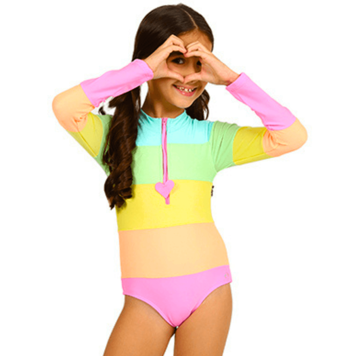 Maiô Infantil Manga Longa Candy Colors Siri Kids