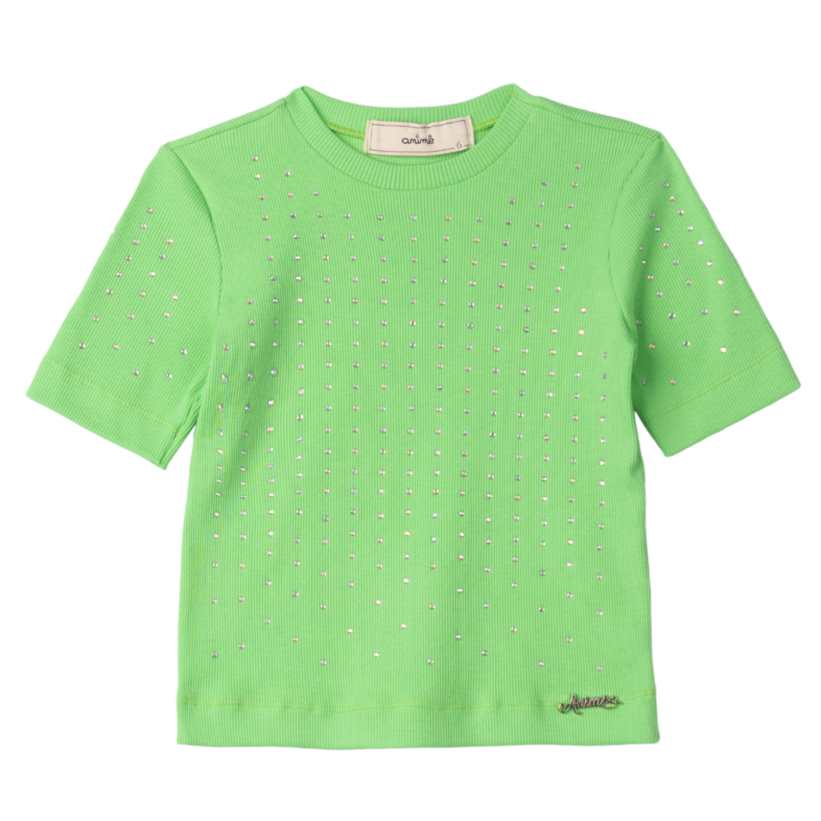 Blusa Infantil Canelada Verde com Strass Animê