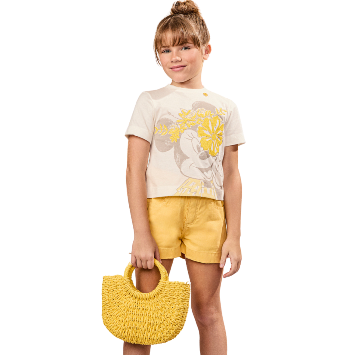 Short de Sarja Infantil Amarelo Animê