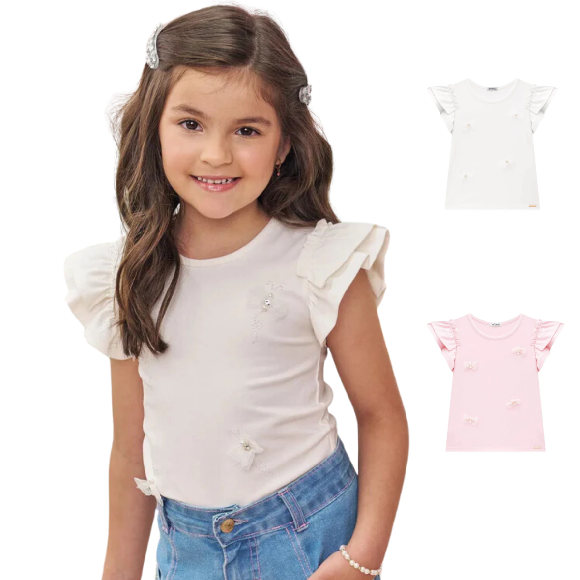 Blusa Infantil em Cotton com Laço 3D Infanti