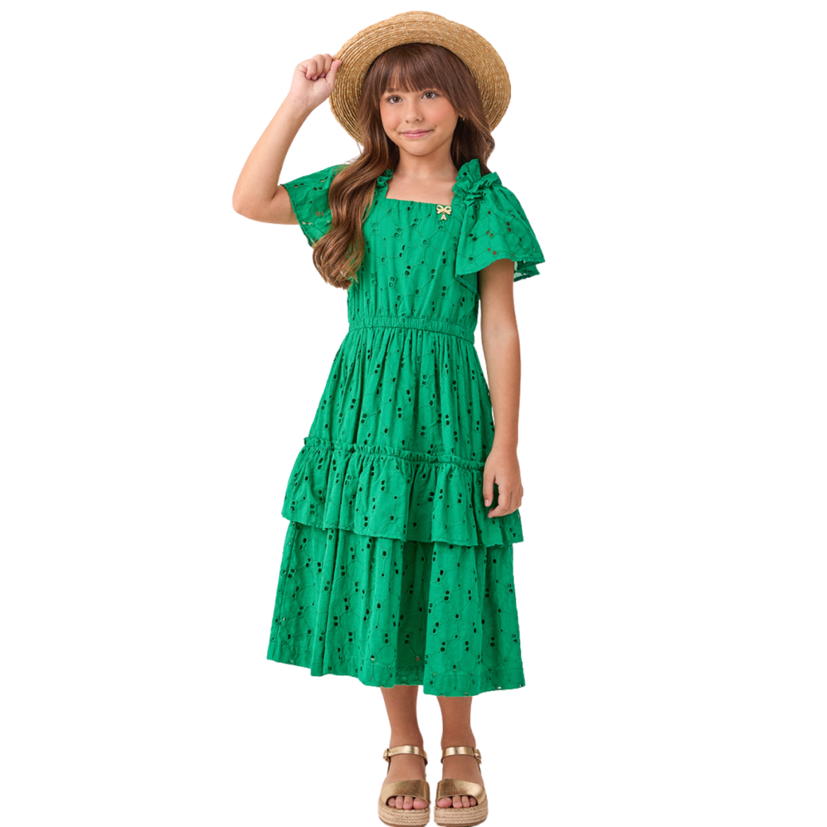 Vestido Infantil Laise Verde Animê