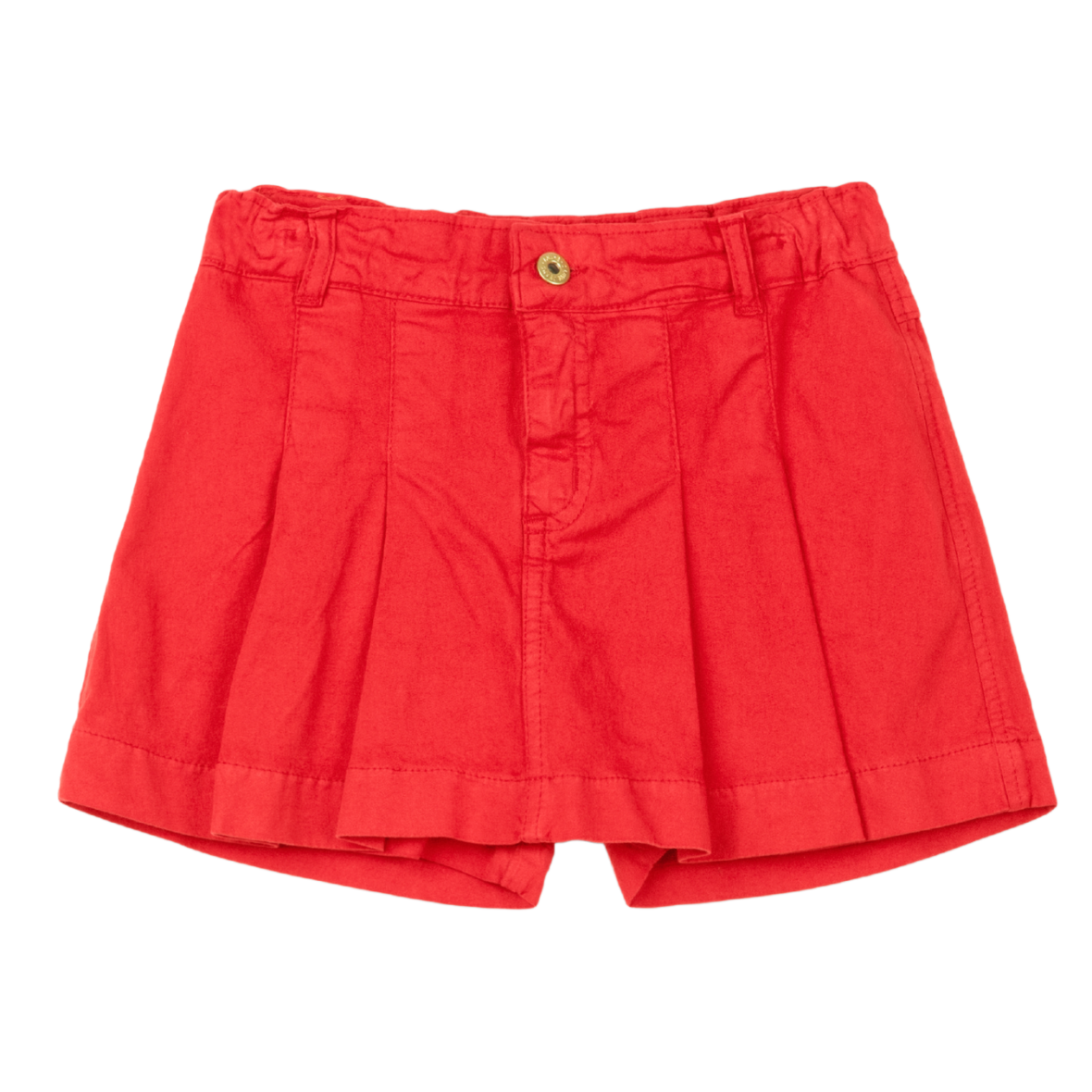 Short Saia Infantil de Sarja Vermelho com Pregas Animê