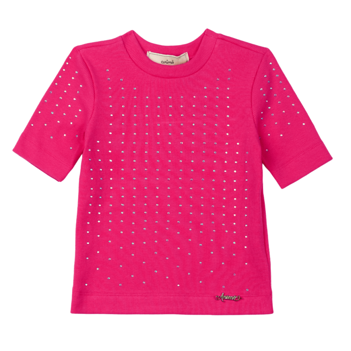 Blusa Infantil Canelada Pink com Strass Anim