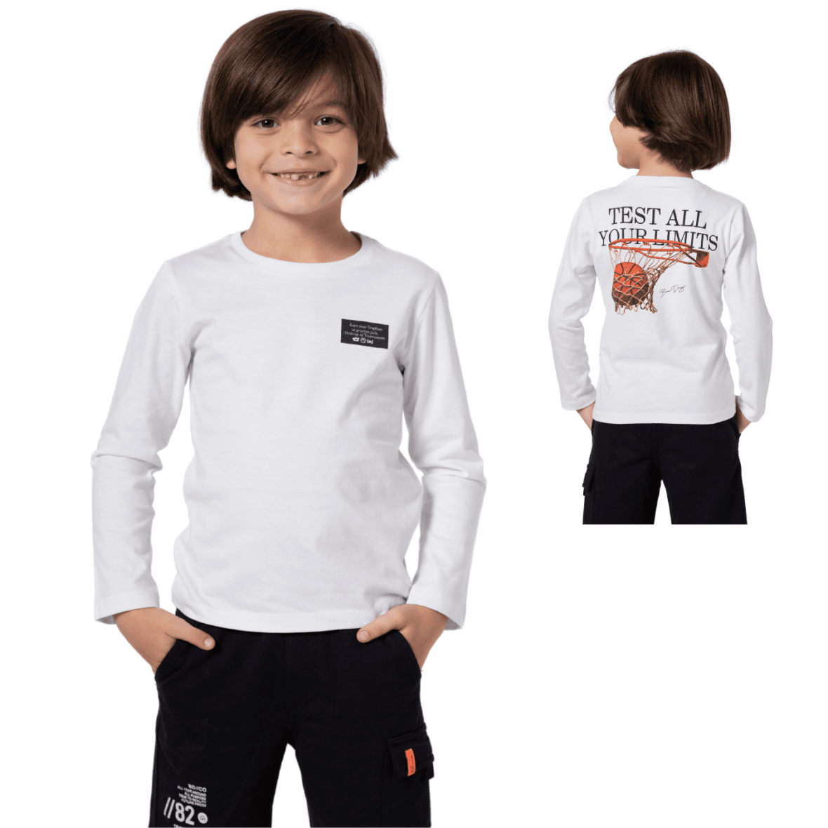 Camiseta Infantil Creative Basketball Manga Longa Banana Danger