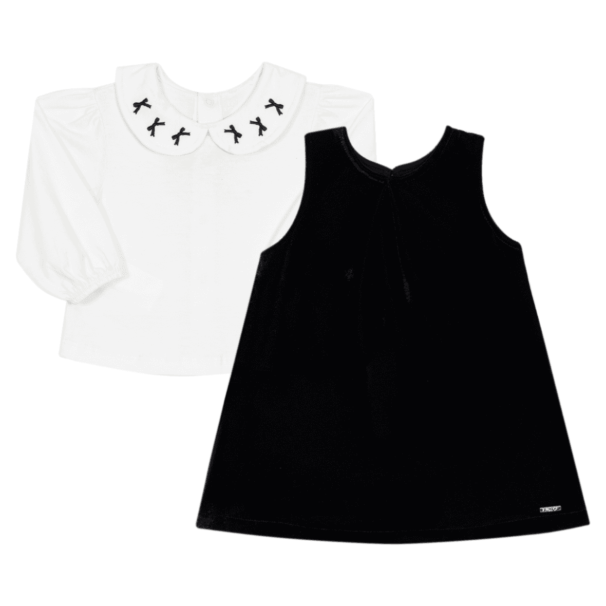 Salopete e Bata Bebê Menina Laço de Fita Nini & Bambini