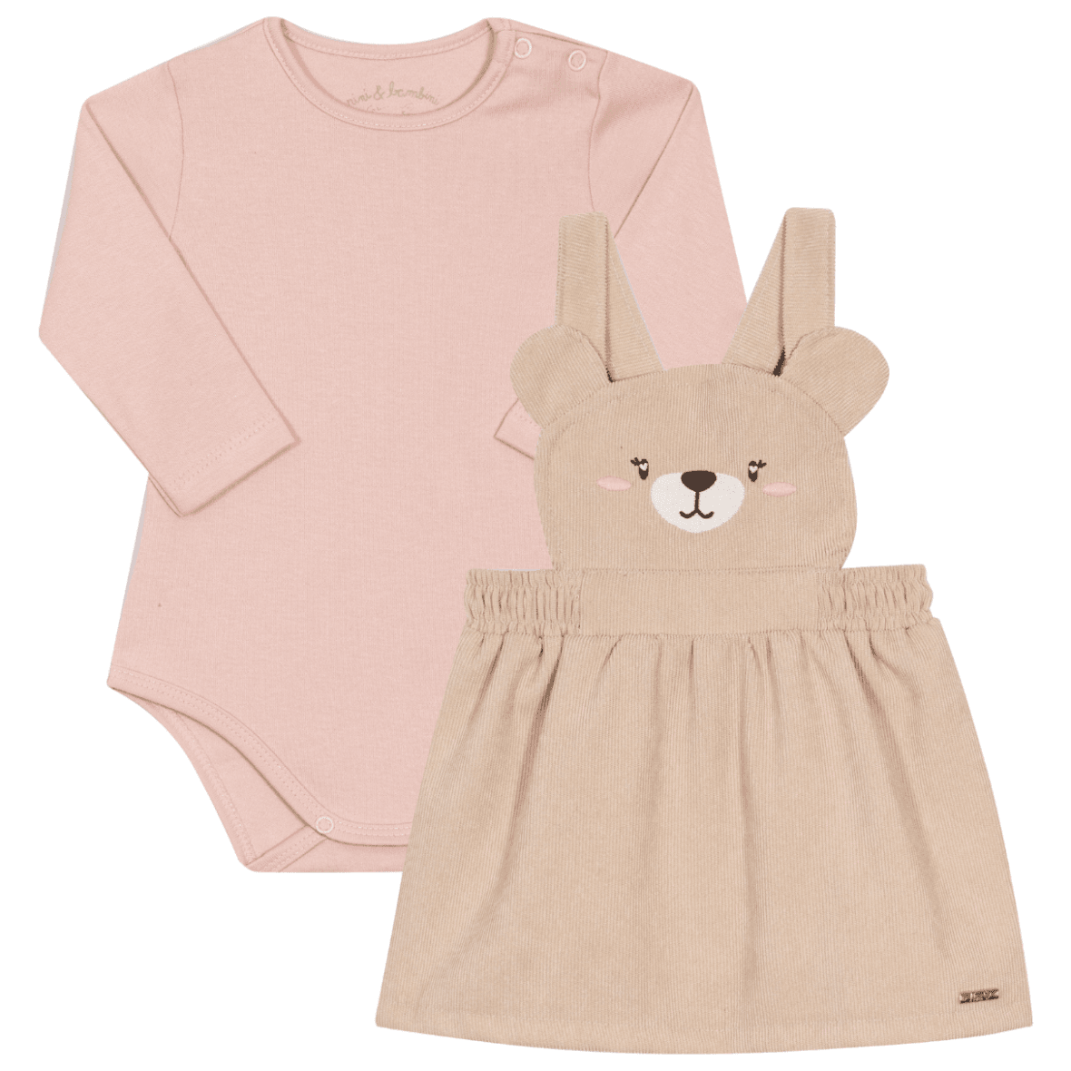 Salopete e Body Bebê Menina Ursinho de Pelúcia Nini & Bambini