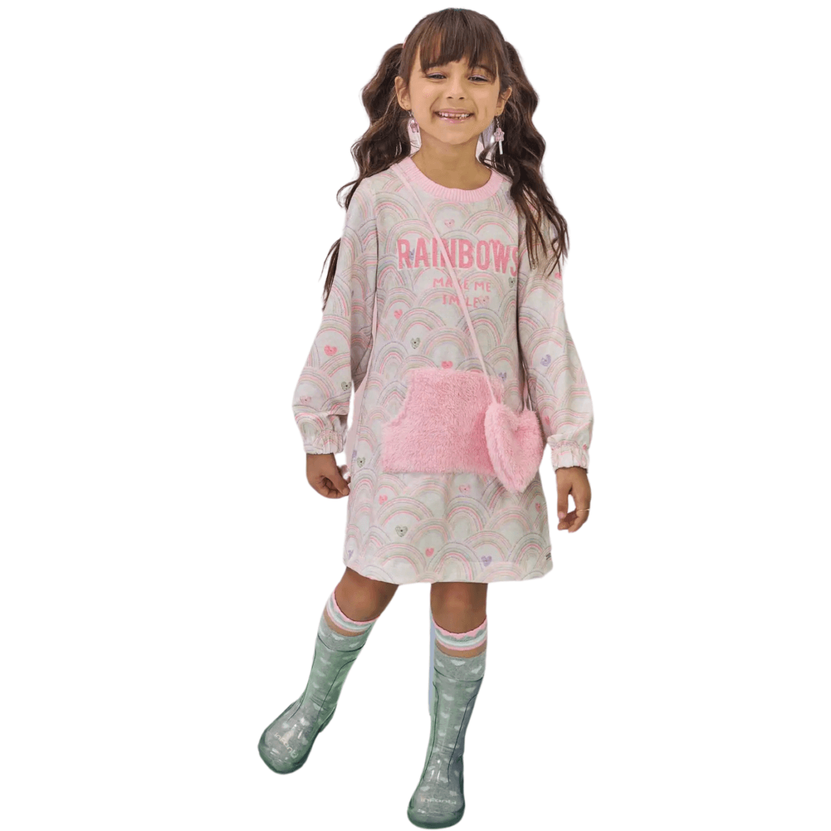 Vestido Infantil em Molecoton com Bolsa Infanti