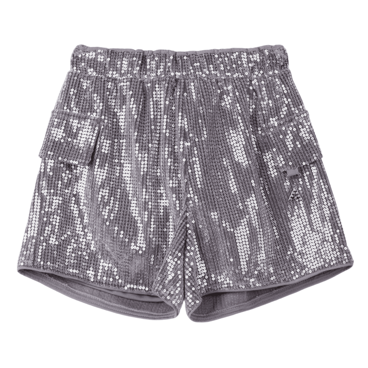 Short Infantil de Paetê Prata Animê