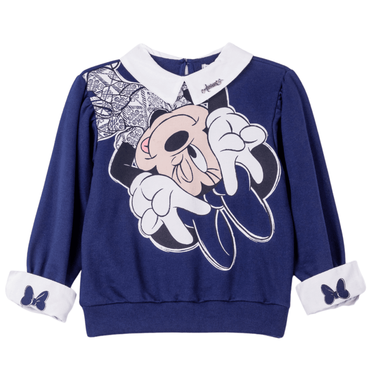 Moletom Infantil Marinho da Minnie com Gola Animê