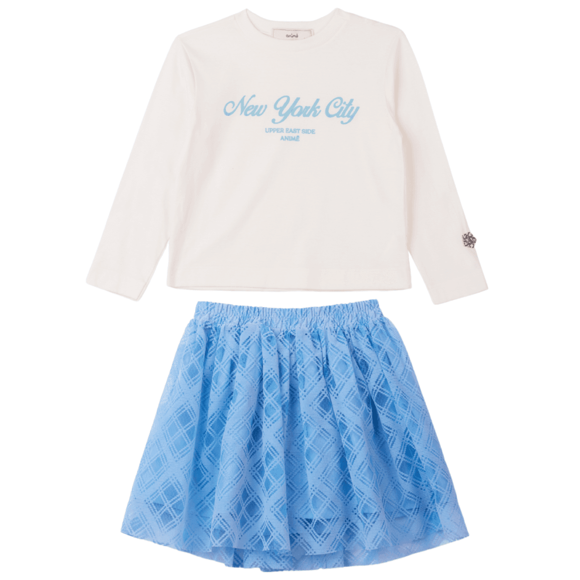 Conjunto Infantil de Tule Azul Animê