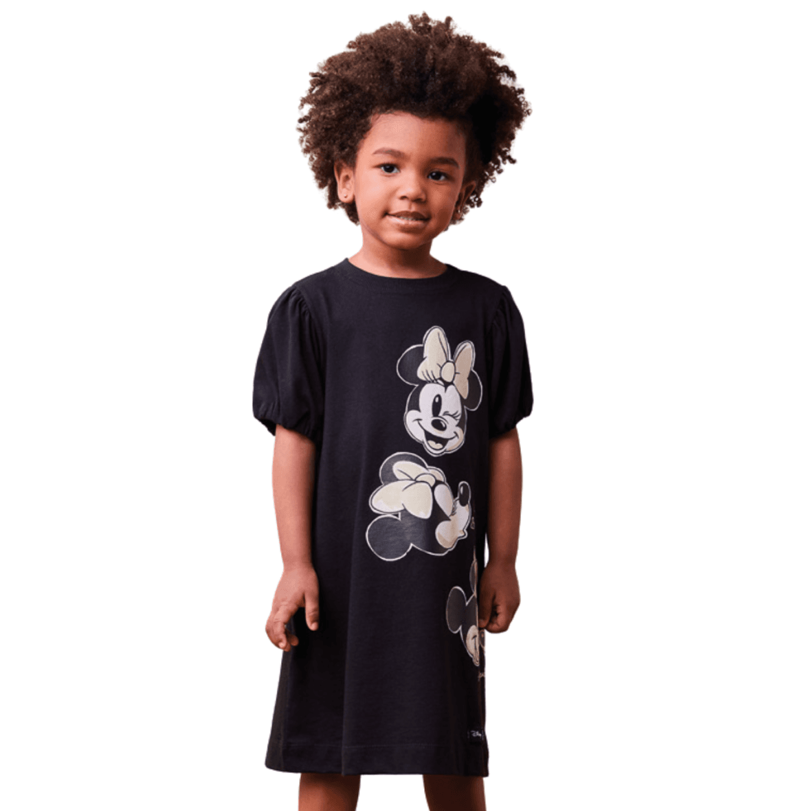 Vestido Infantil Preto Minnie e Mickey Animê