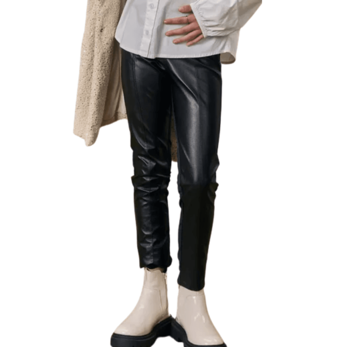 Calça Legging Juvenil em Couro e Termoskin Vic&Vicky