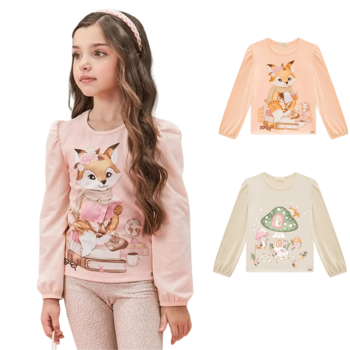 Blusa Infantil Manga Longa Estampada Infanti