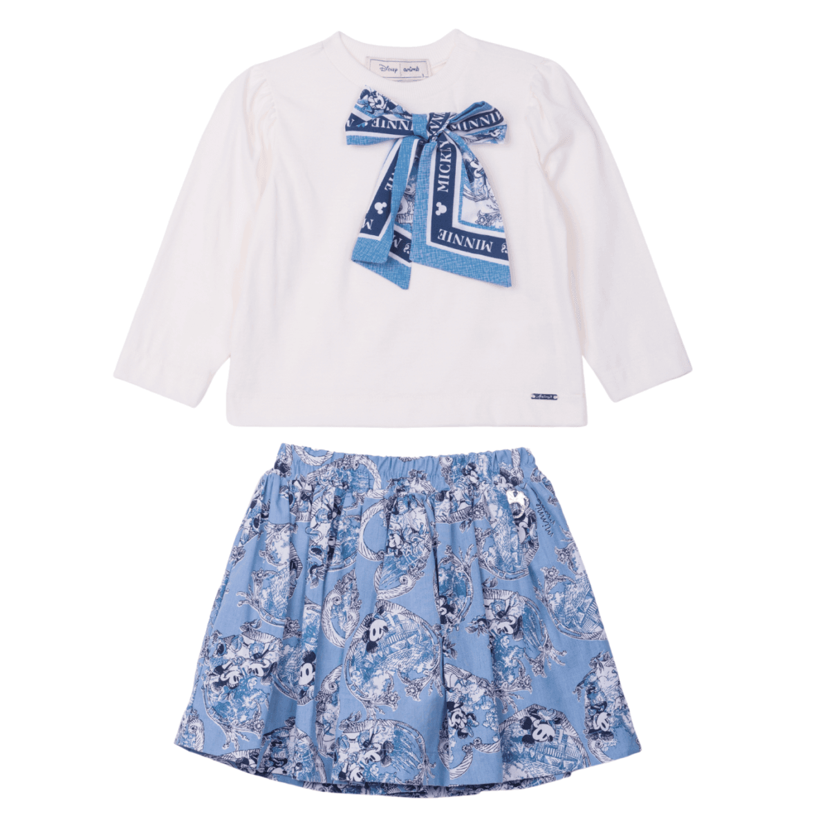 Conjunto Infantil da Minnie Manga Longa com Laço Animê