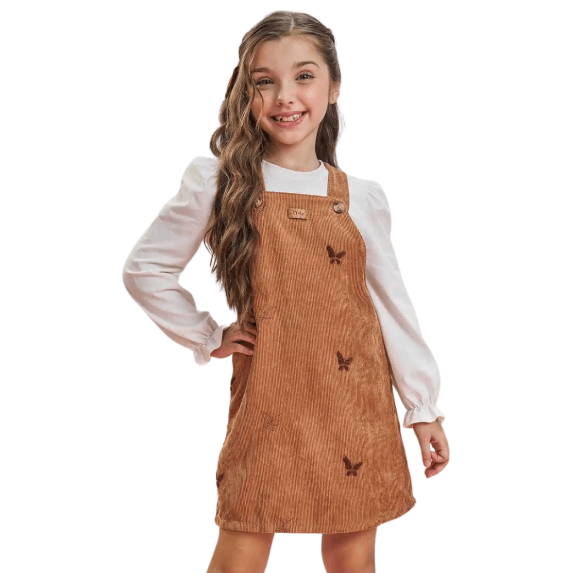 Salopete Infantil em Veludo Cotelê com Blusa Infanti