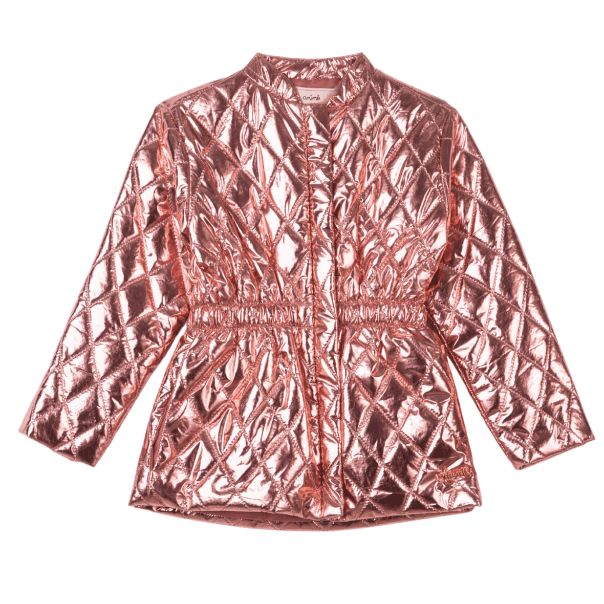 Jaqueta Infantil Puffer Metalizada Rosê Animê