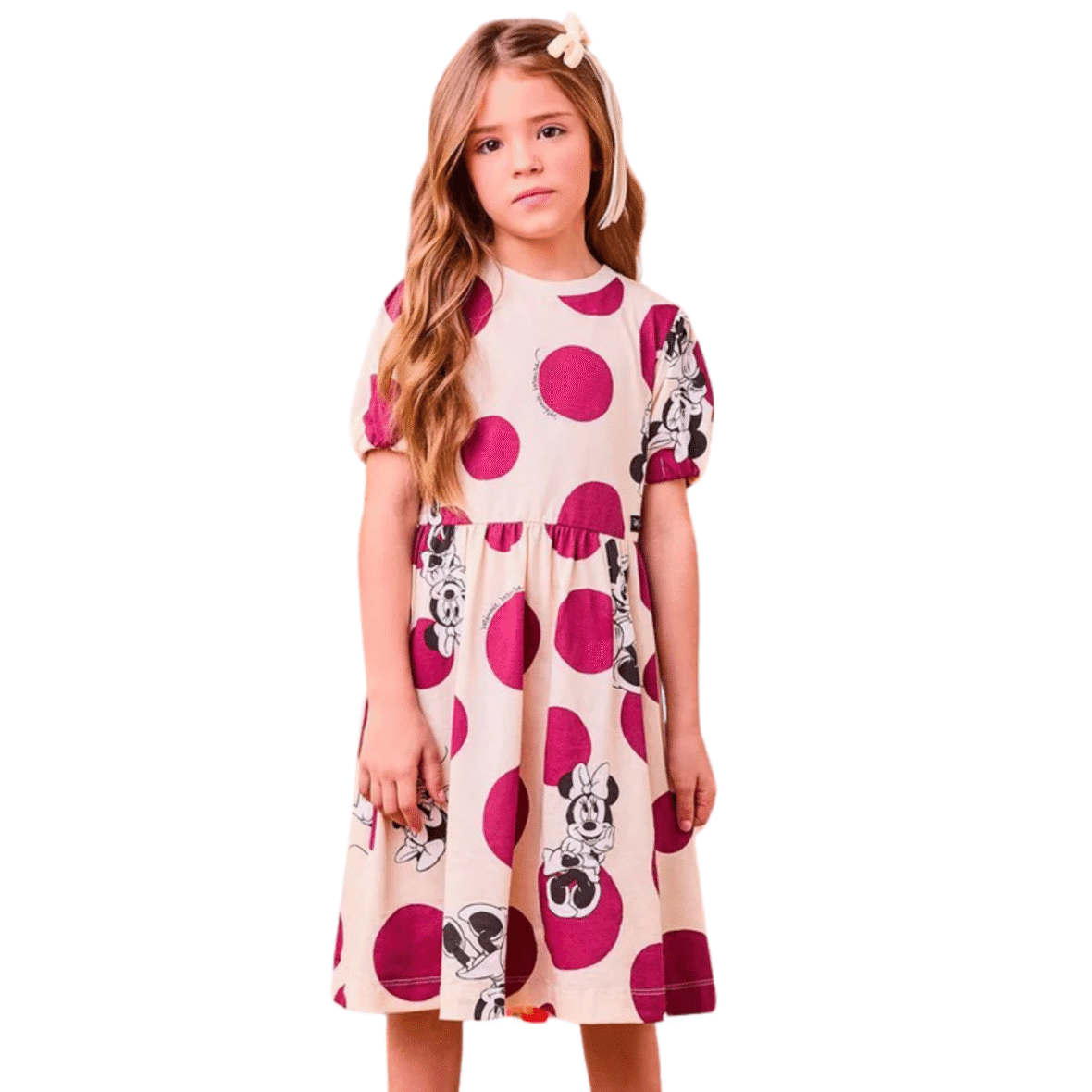 Vestido Infantil de Poá da Minnie Animê